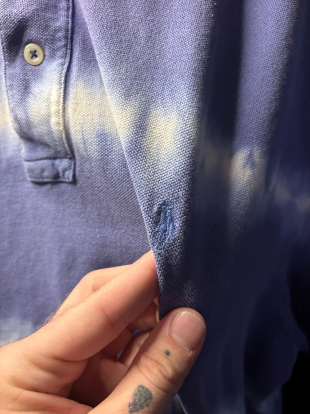 Polo Ralph Lauren XL Purple Tie Dye Polo Shirt Custom Bleach Dyed Cotton.